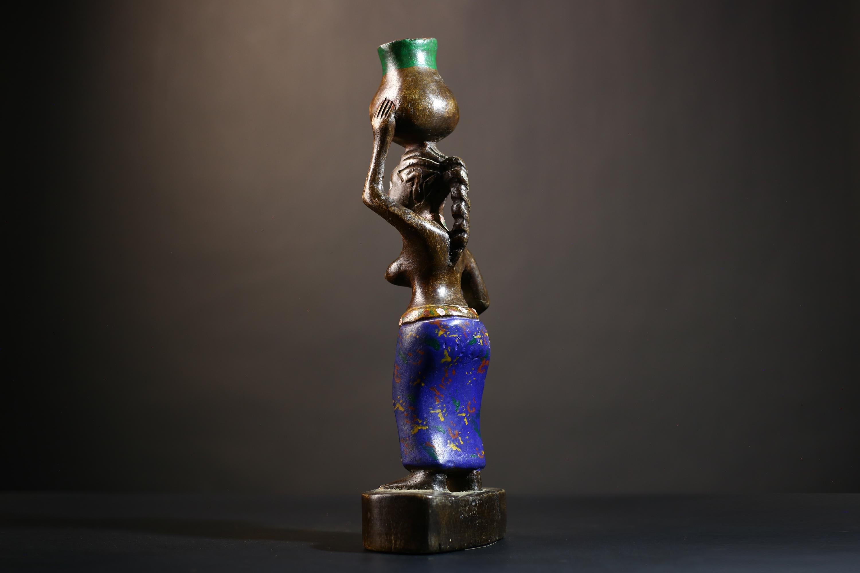 African Cote d'Ivoire Colonial Figure | Tribal Art Handcrafted Collectible |Cultural Sculpture | Authentic Ethnic Decor | Figurine Art-G4871