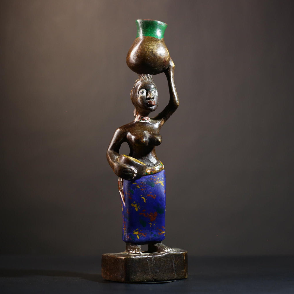 African Cote d'Ivoire Colonial Figure | Tribal Art Handcrafted Collectible |Cultural Sculpture | Authentic Ethnic Decor | Figurine Art-G4871