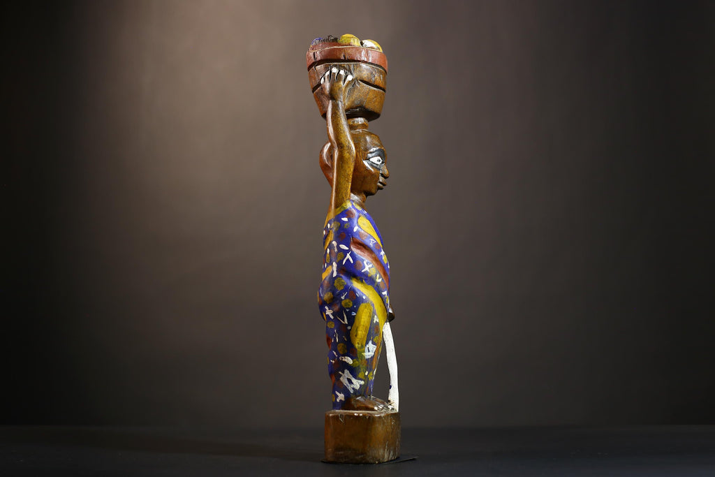 African Cote d'Ivoire Colonial Figure | Unique Tribal Art Collectible Decor | Authentic Handcrafted Sculpture | Cultural Figurine -G4870