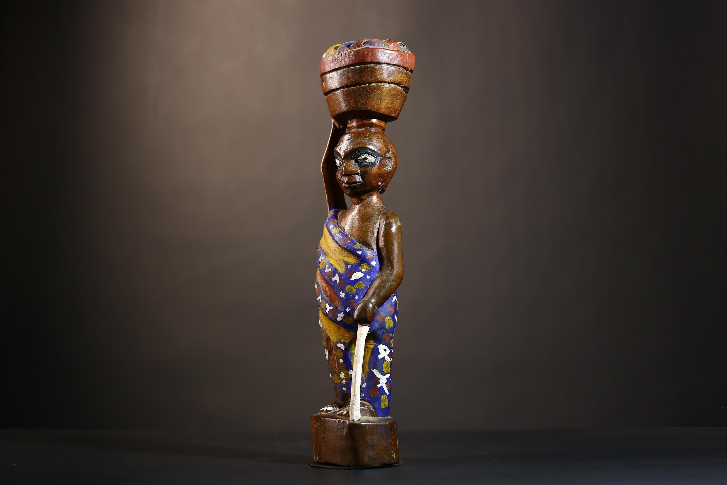 African Cote d'Ivoire Colonial Figure | Unique Tribal Art Collectible Decor | Authentic Handcrafted Sculpture | Cultural Figurine -G4870
