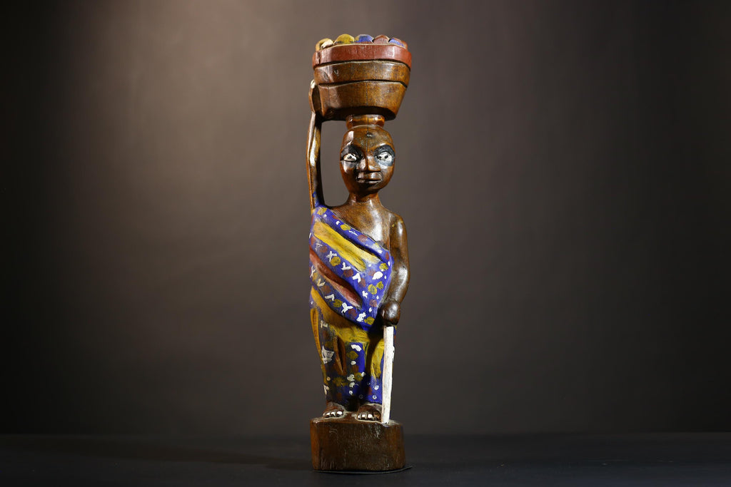 African Cote d'Ivoire Colonial Figure | Unique Tribal Art Collectible Decor | Authentic Handcrafted Sculpture | Cultural Figurine -G4870