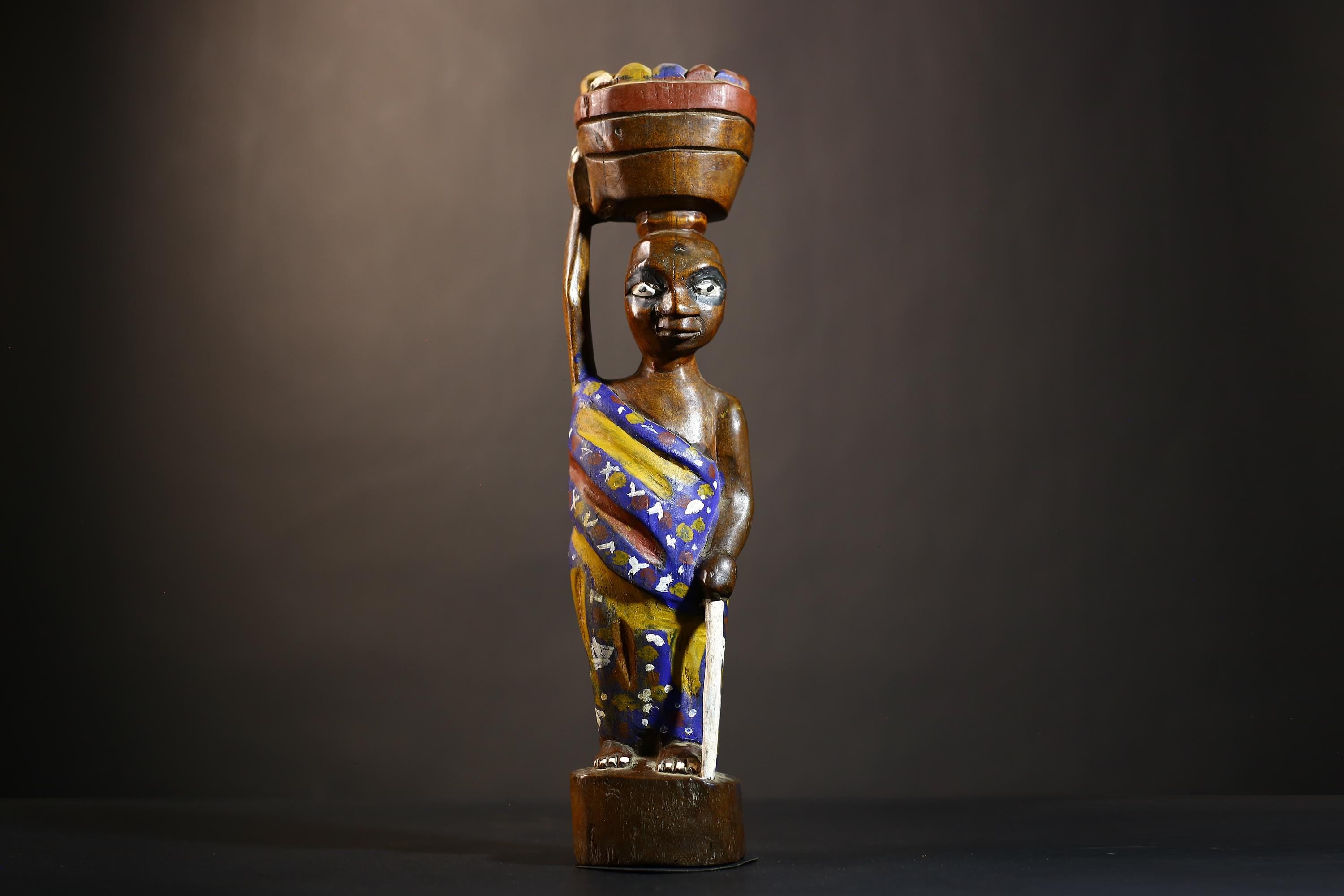 African Cote d'Ivoire Colonial Figure | Unique Tribal Art Collectible Decor | Authentic Handcrafted Sculpture | Cultural Figurine -G4870
