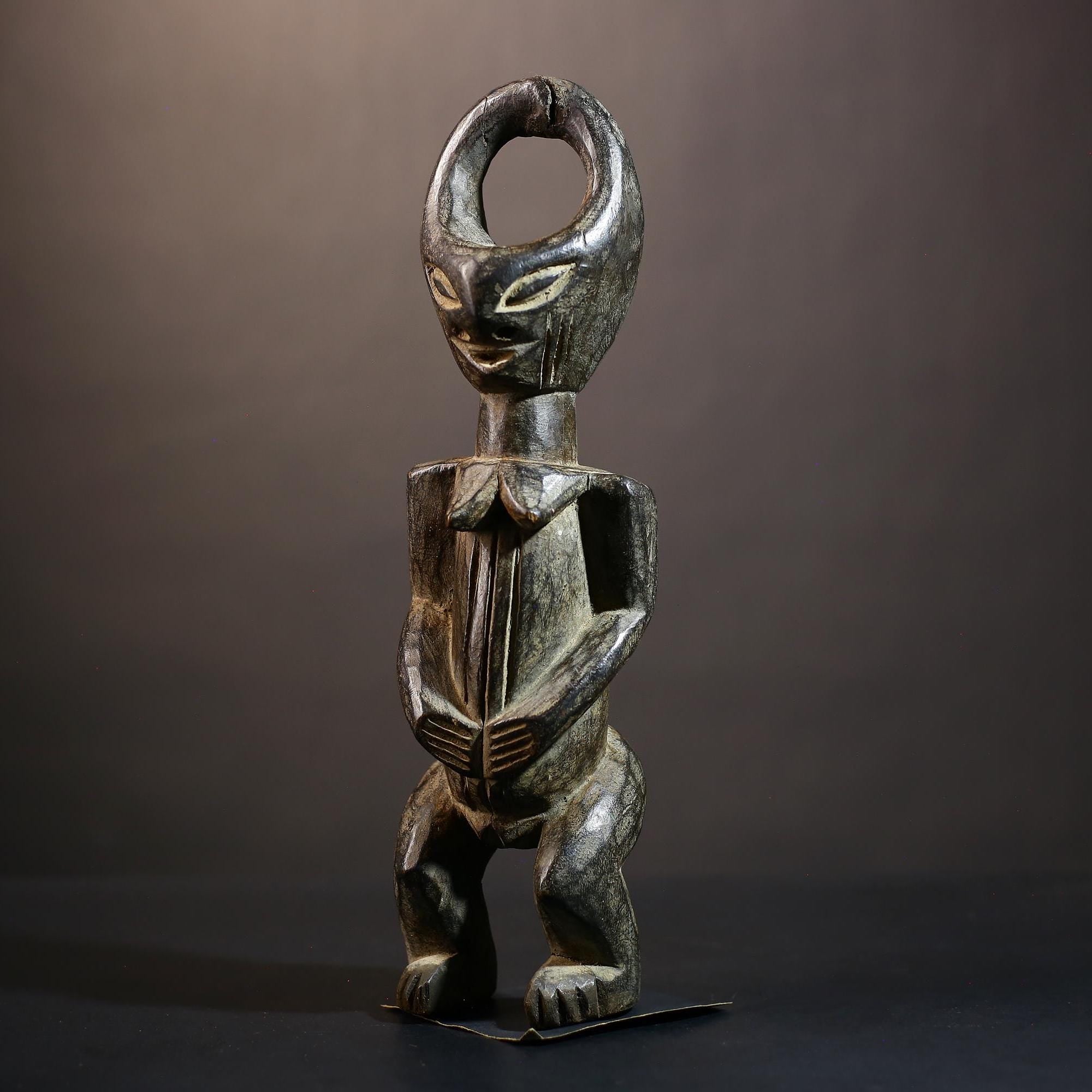 African Rare Handcrafted Eket Sculpture | Vintage Antique Tribal Art Figure | Unique Home Decor | Cultural Art Piece-G5009