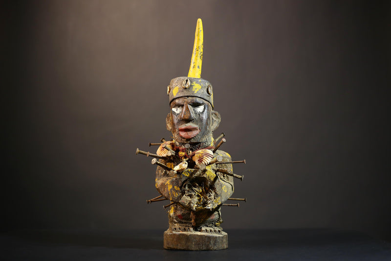 African Nkondi Nkisi Figure | Kongo Voodoo Spirit Statue | Unique Tribal Art Decor | Ethnic Collectible | Cultural Heritage -G4868