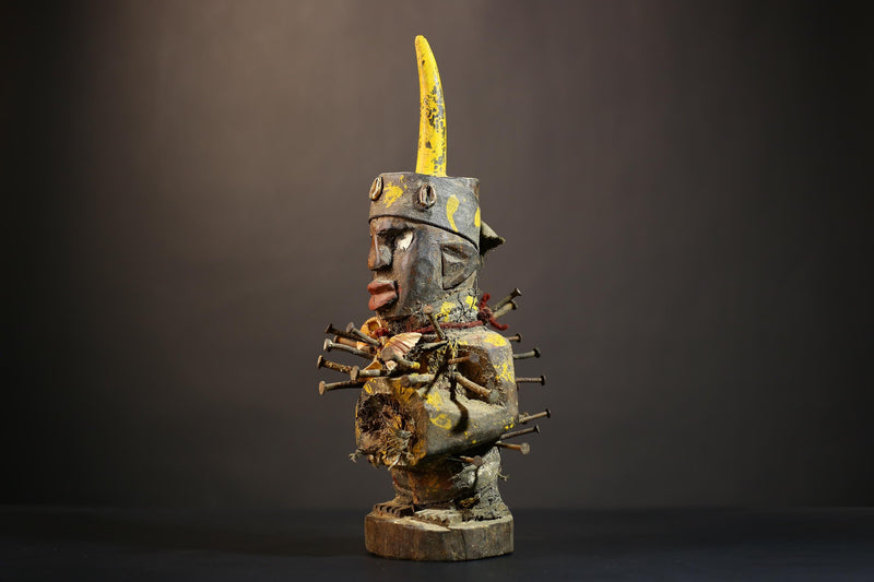African Nkondi Nkisi Figure | Kongo Voodoo Spirit Statue | Unique Tribal Art Decor | Ethnic Collectible | Cultural Heritage -G4868