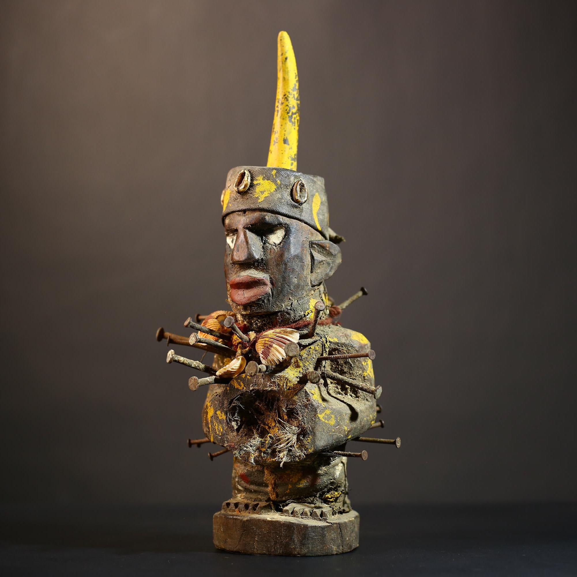 African Nkondi Nkisi Figure | Kongo Voodoo Spirit Statue | Unique Tribal Art Decor | Ethnic Collectible | Cultural Heritage -G4868