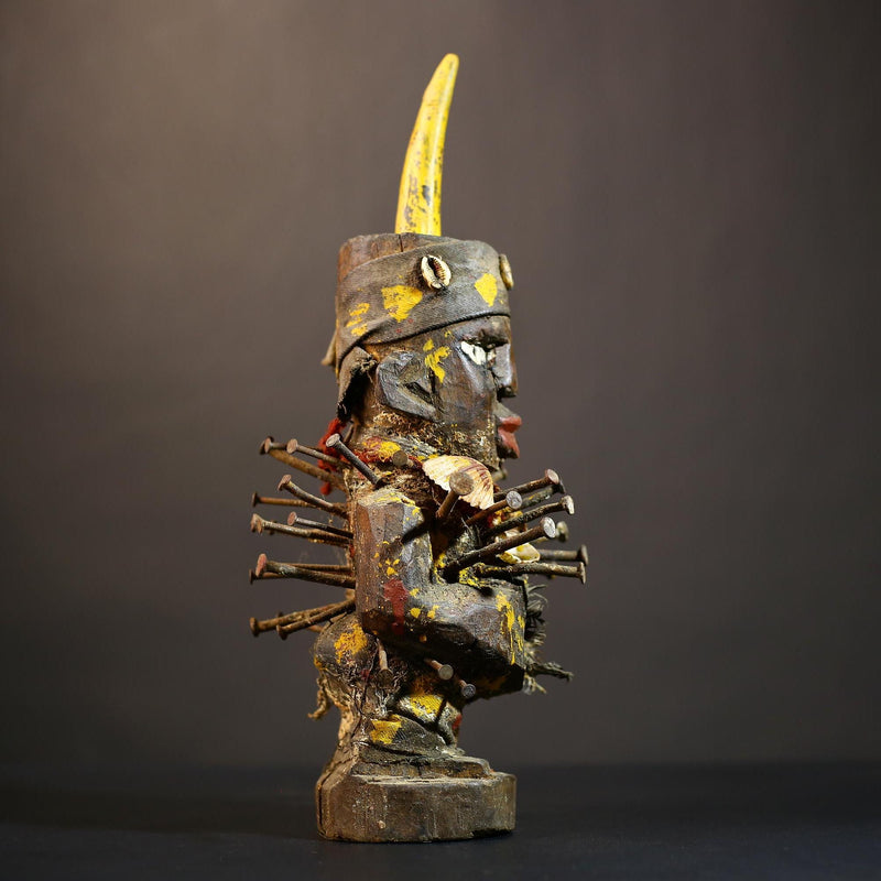 African Nkondi Nkisi Figure | Kongo Voodoo Spirit Statue | Unique Tribal Art Decor | Ethnic Collectible | Cultural Heritage -G4868