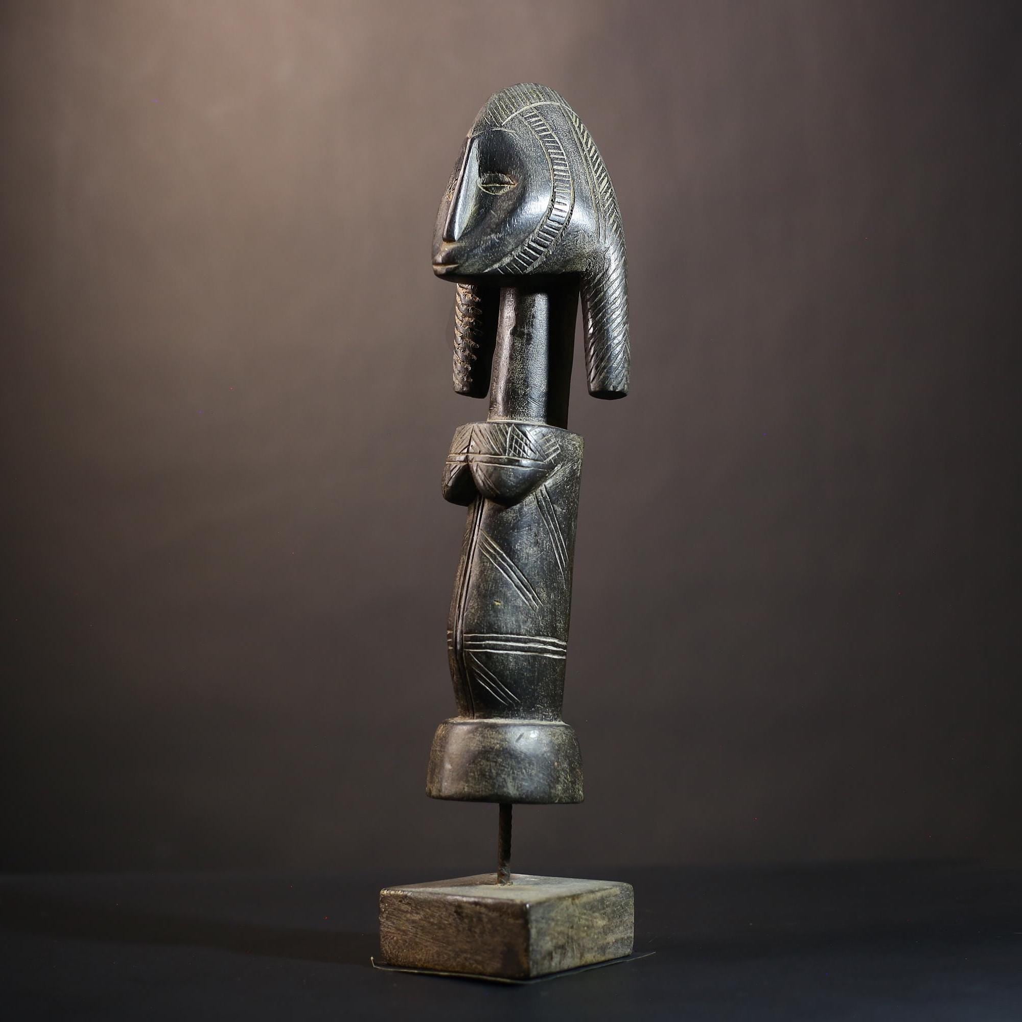 African Songo Figure | Vintage Tribal Wood Statue | Female Sculpture | Authentic Angola Art | Unique Home Decor Piece-G5004