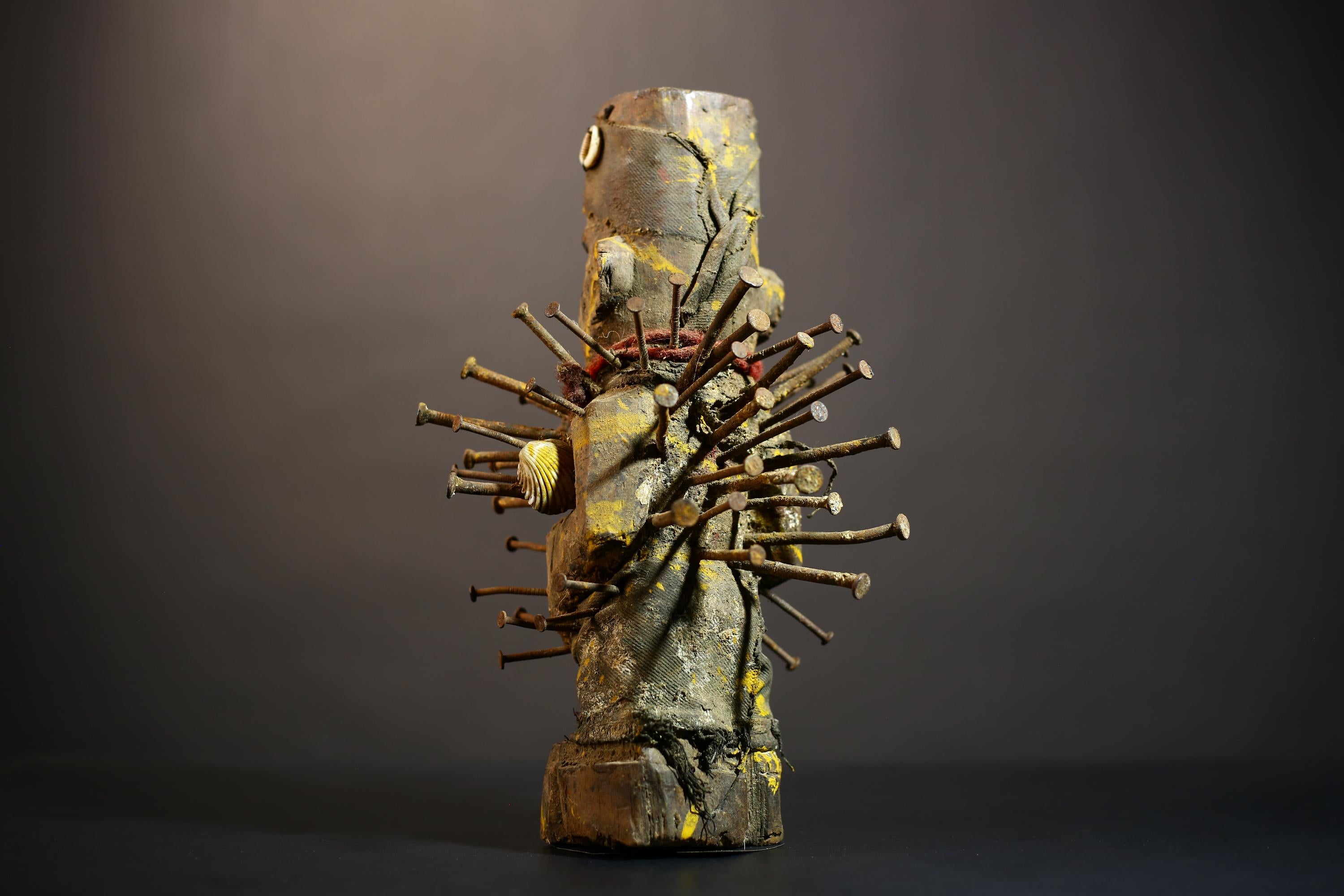 Africa Nkisi Nkondi Statue | Voodoo Sculpture Decor | Unique Tribal Art | Vintage Collectible | Handmade Figurine | Ethnic Home Accent-G4883