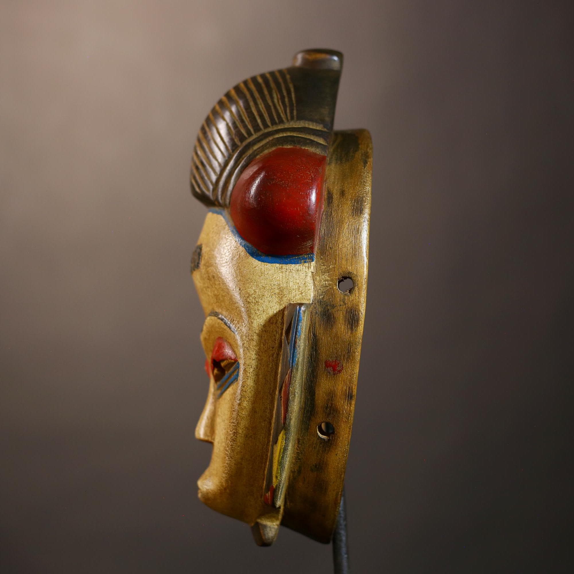 African Mask Vintage | Baule Guro Handcrafted Wood Tribal Art | Unique Wall Decor | Authentic Ethnic Accent for Home-G5020