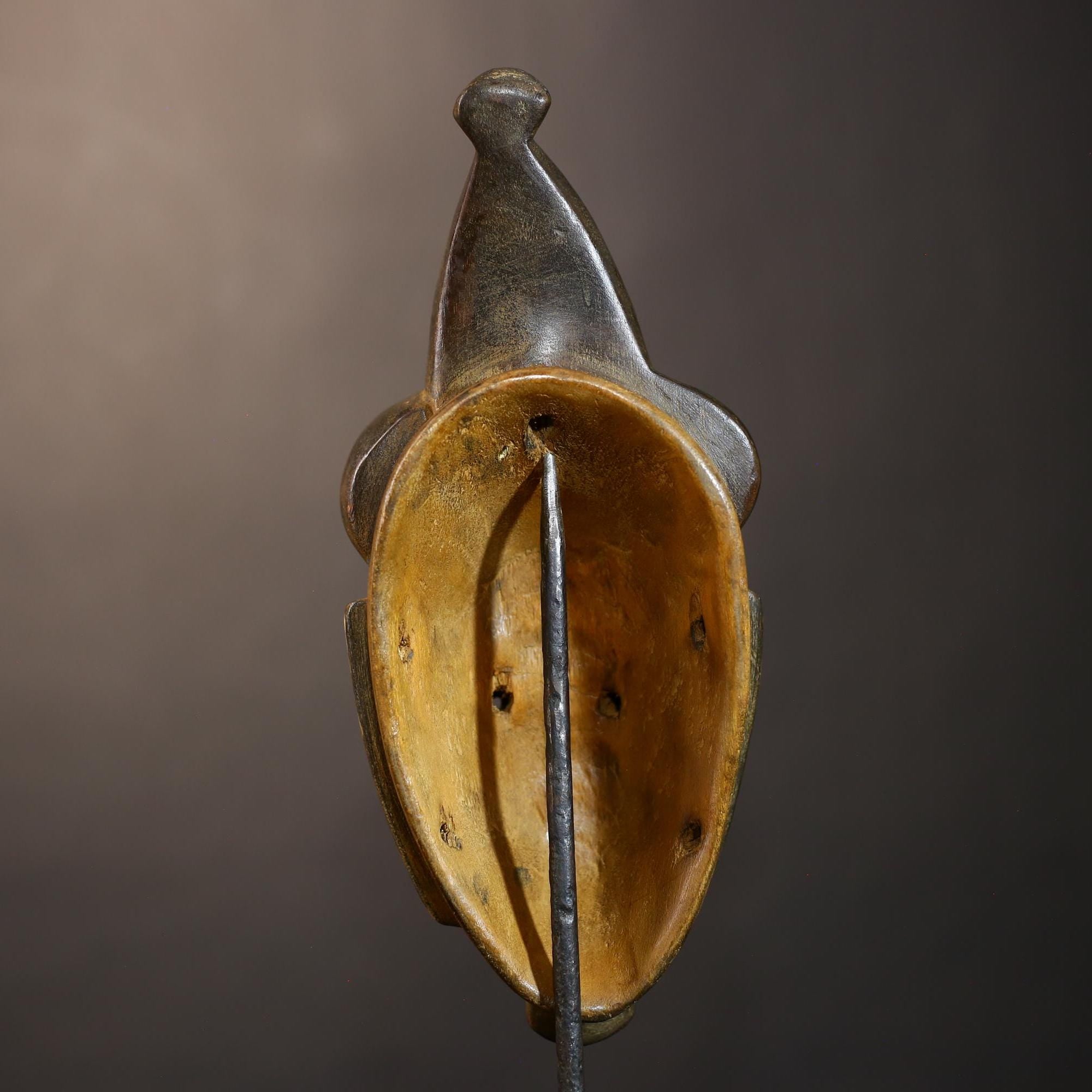 African Vintage Baule Guro Mask | Unique Yellow Wooden Wall Art Decor | Ethnic Home Accent | Collectible Tribal Decor-G5018