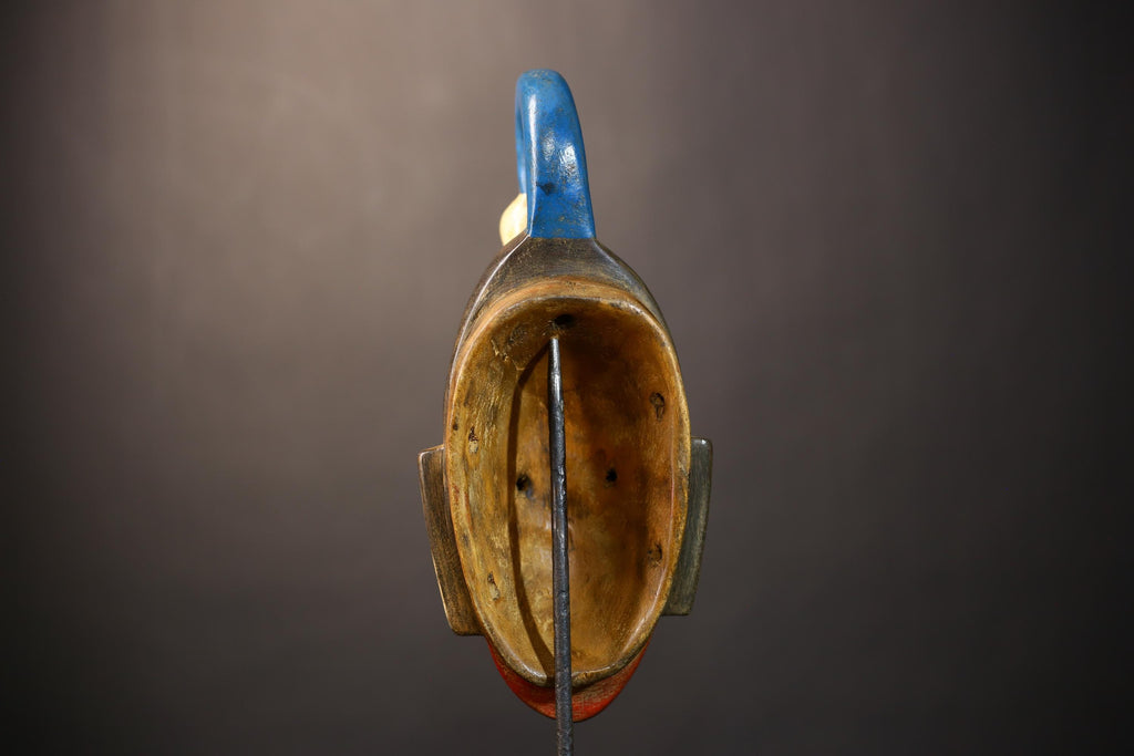 African Unique Baule Guro Mask | Orange Wooden Wall Art Decor for Display | Cultural Accent for Home | Artisan Craftsmanship-G5015