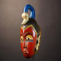African Unique Baule Guro Mask | Orange Wooden Wall Art Decor for Display | Cultural Accent for Home | Artisan Craftsmanship-G5015