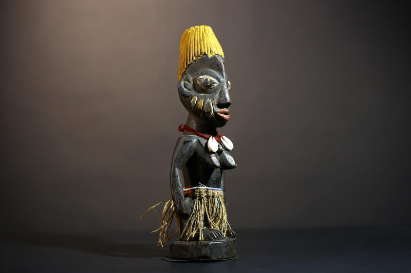 African Yoruba Figures Sculpture | Handmade Tribal Art | Nigeria Decorative Piece | Unique Collectible | Ethnic Home Décor | Craft-G4887