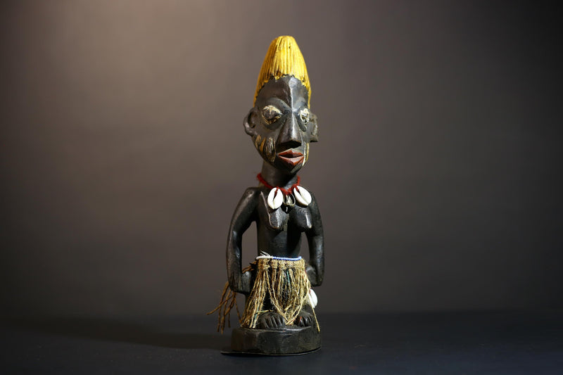 African Yoruba Figures Sculpture | Handmade Tribal Art | Nigeria Decorative Piece | Unique Collectible | Ethnic Home Décor | Craft-G4887