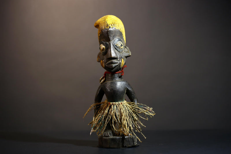 African Yoruba Tribal Art Sculpture | Handmade Figures from Nigeria | Unique Cultural Decor for Home | Artisan Craftsmanship -G4886