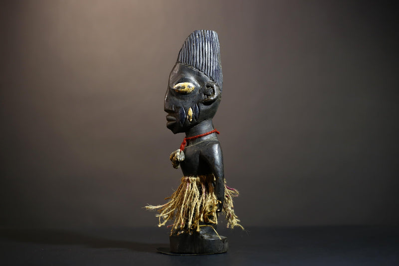 African Songo Tribal Figure Sculptures | Vintage Wooden Art from Angola | Unique Female Statue for Home Decor | Artisan Craft-G4885