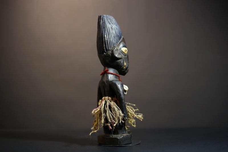 African Songo Tribal Figure Sculptures | Vintage Wooden Art from Angola | Unique Female Statue for Home Decor | Artisan Craft-G4885
