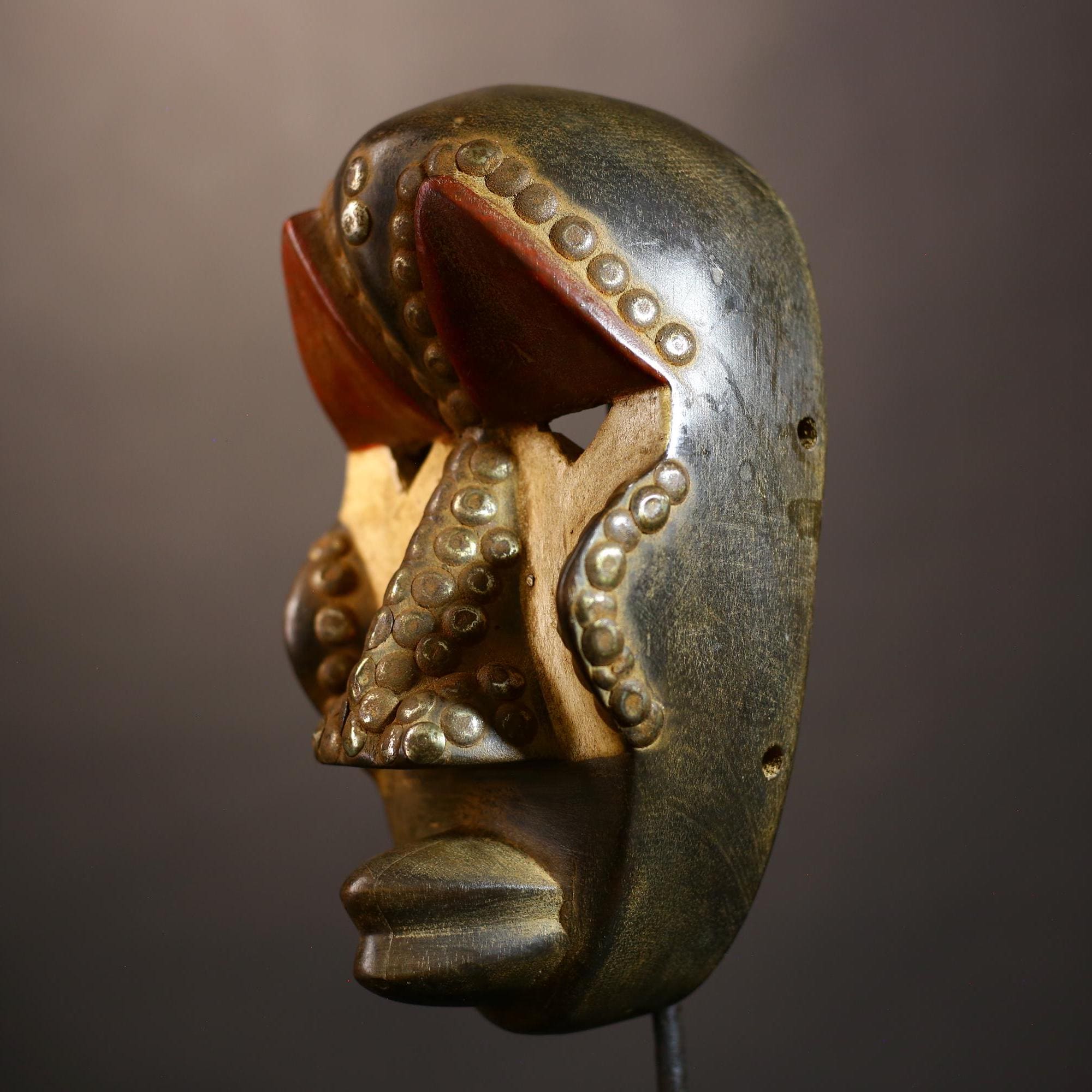 African | Mask | Antique | Dan | Wood Carved | Brown Color | Rare | Tribal Art | Unique | Ethnic Décor | Collector's Item-G5032