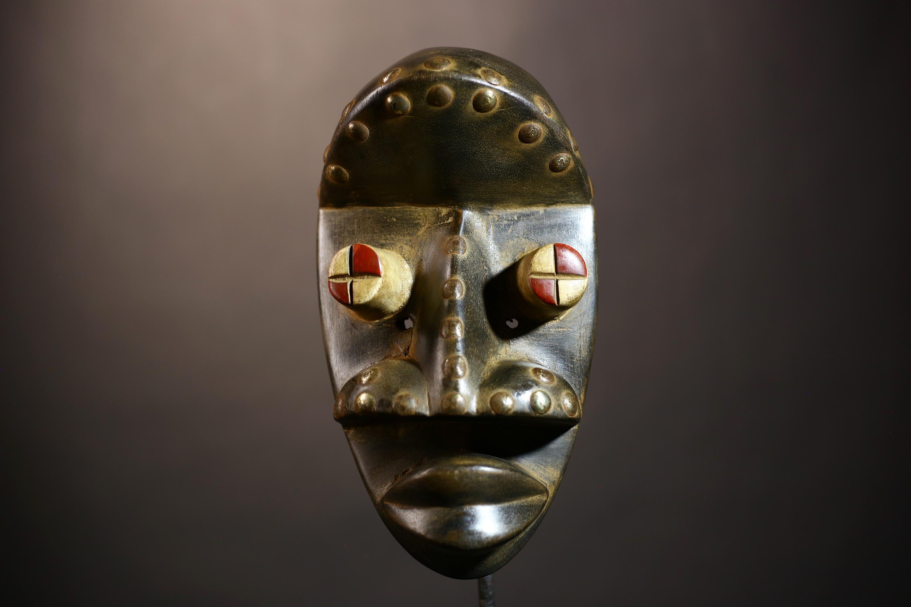 African Hand Carved Wooden Mask | Grebo Tribal Wall Decor | Unique Brown Rustic Home Art | Ethnic Decor for Wall -G5031