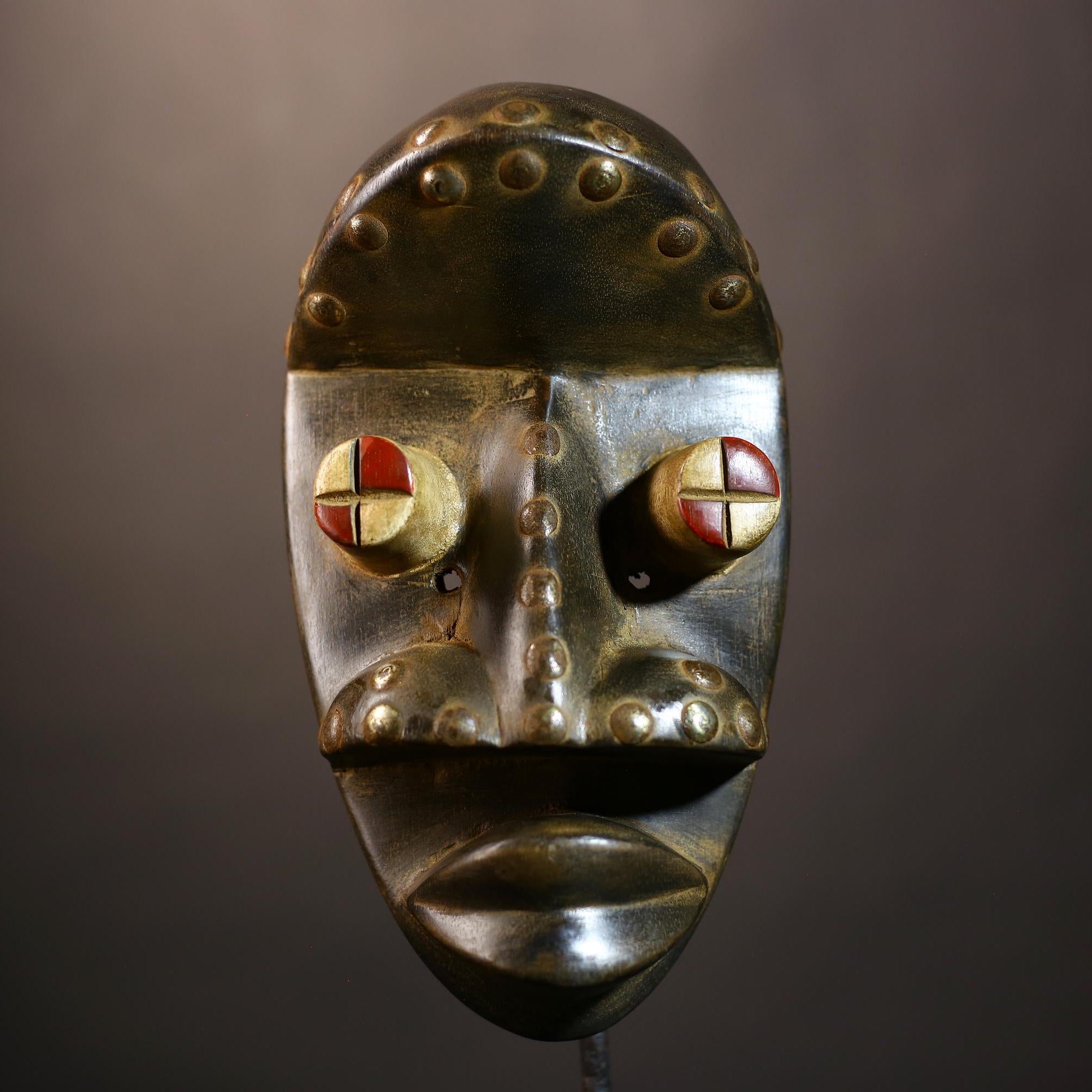 African Hand Carved Wooden Mask | Grebo Tribal Wall Decor | Unique Brown Rustic Home Art | Ethnic Decor for Wall -G5031