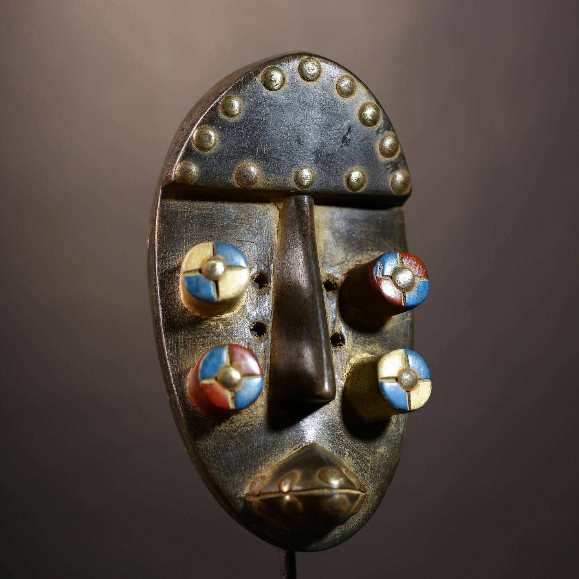 African Vintage Hand Carved Mask | Grebo Wooden Tribal Art | Unique Wall Decor | Ethnic Home Accent-G5030
