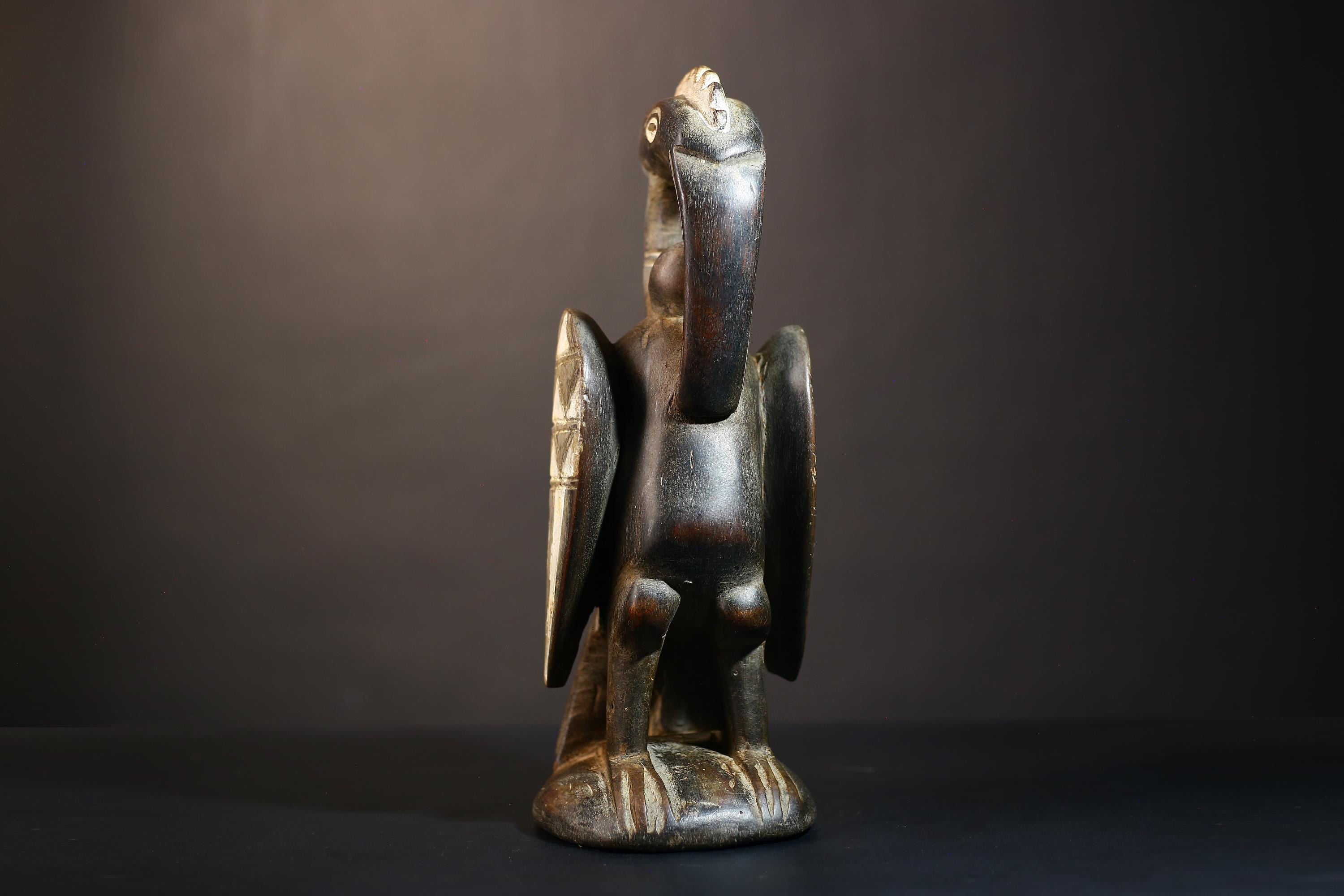African Wooden Statue | Senufo Bird Fertility Sculpture | Vintage Tribal Art | Unique Home Decor -G5029
