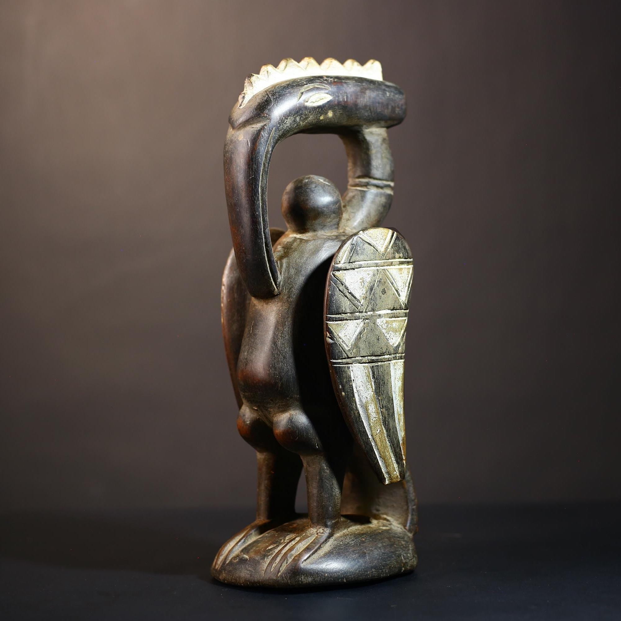 African Wooden Statue | Senufo Bird Fertility Sculpture | Vintage Tribal Art | Unique Home Decor -G5029
