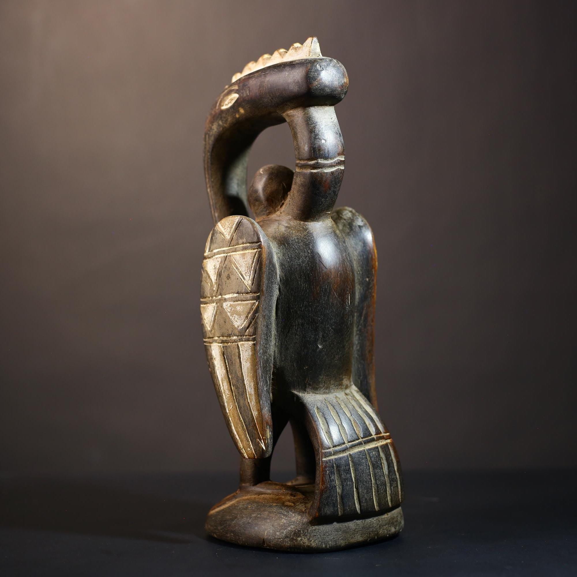 African Wooden Statue | Senufo Bird Fertility Sculpture | Vintage Tribal Art | Unique Home Decor -G5029