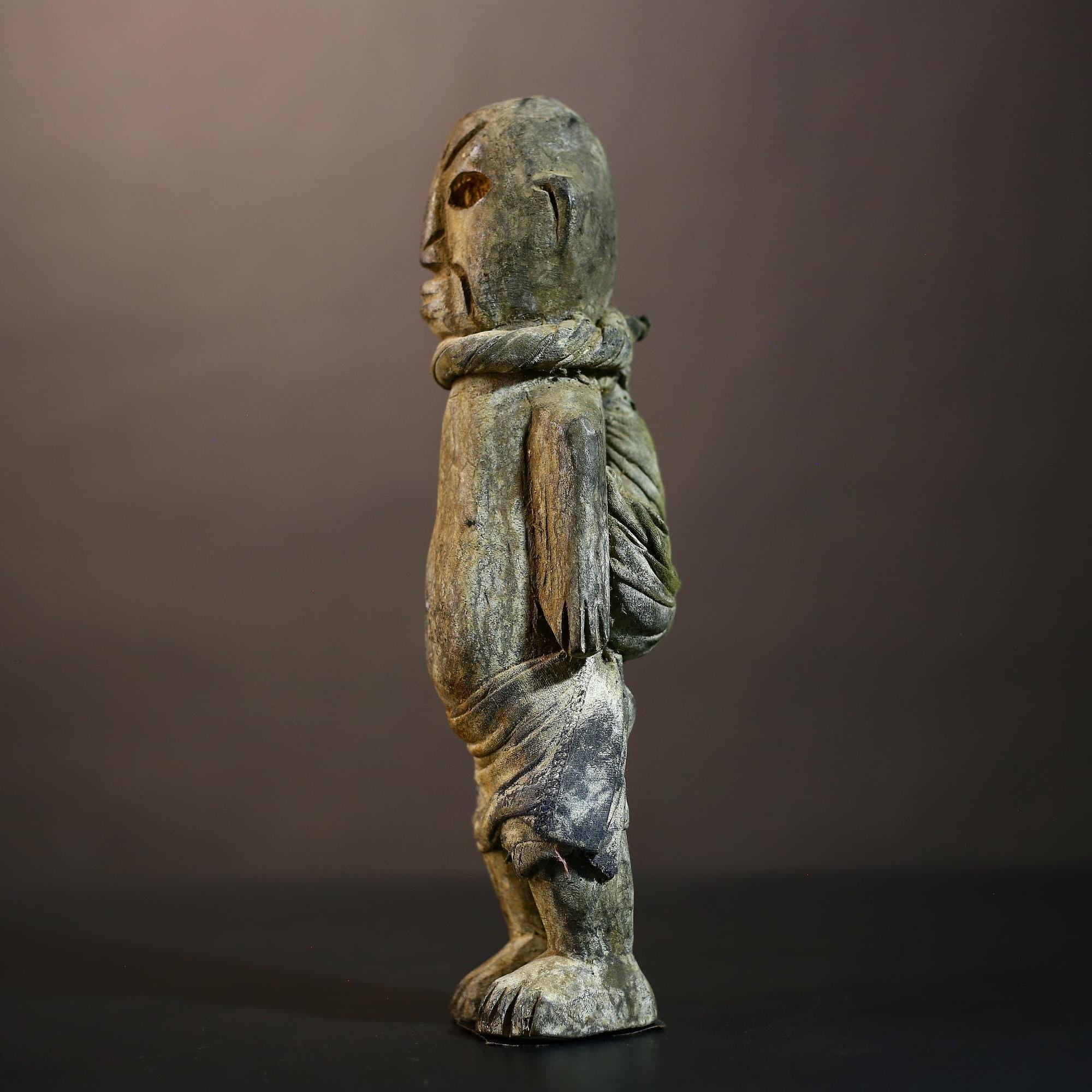 African Nkisi Nkondi Figurine | Brown Color Powerful Spirit Art Sculpture | Unique Home Decor | Cultural Collectible Piece-G5025