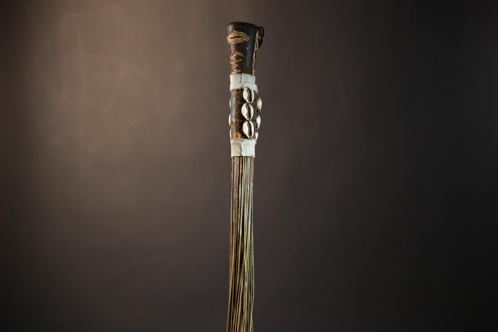 African Handmade Fly Whisk - Authentic Tribal Wall Art for Unique Home Decor and Cultural Display-G4902