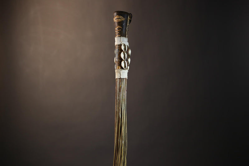 African Handmade Fly Whisk - Authentic Tribal Wall Art for Unique Home Decor and Cultural Display-G4902