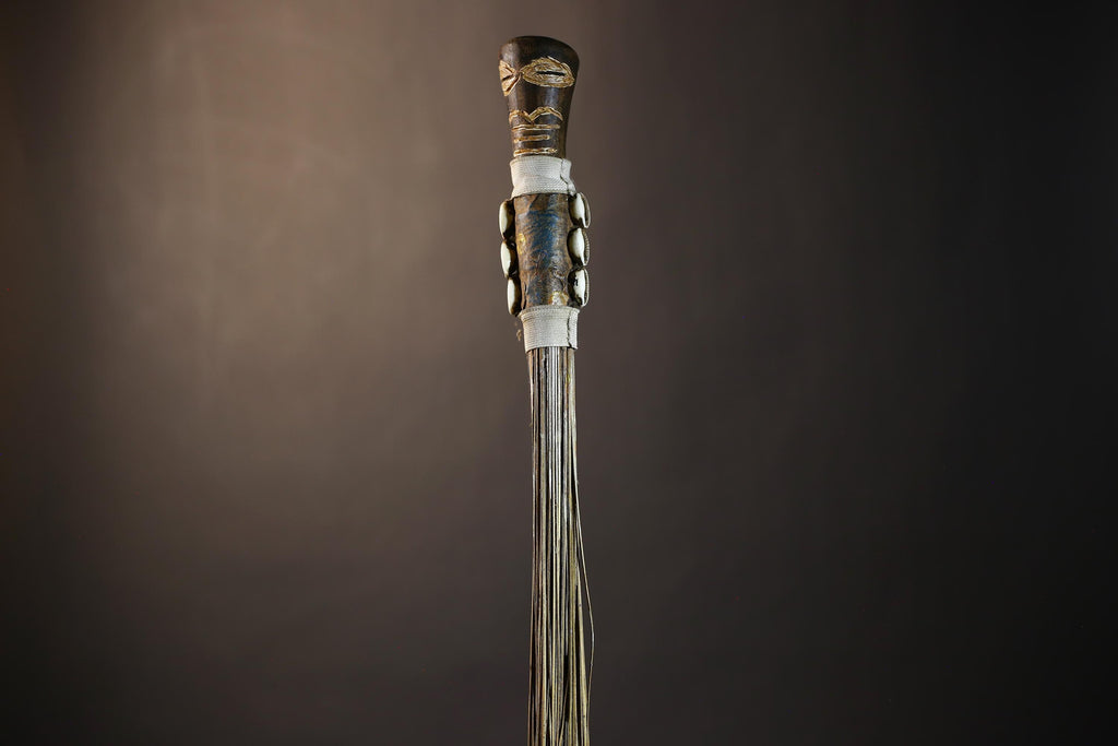 African Handmade Fly Whisk - Authentic Tribal Wall Art for Unique Home Decor and Cultural Display-G4902