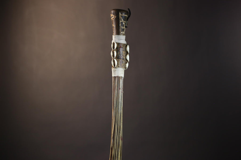 African Handmade Fly Whisk - Authentic Tribal Wall Art for Unique Home Decor and Cultural Display-G4902