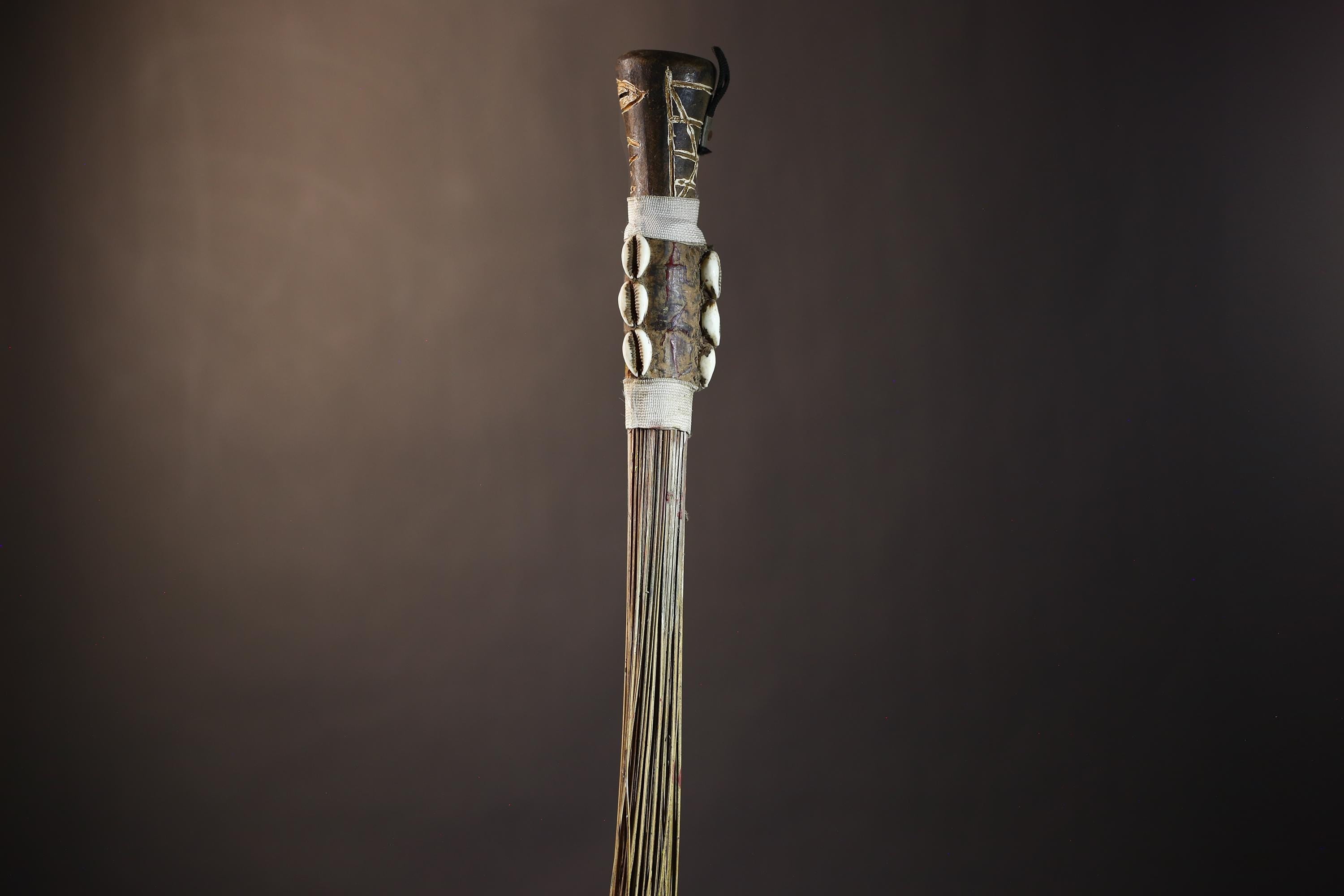 African Handmade Fly Whisk - Authentic Tribal Wall Art for Unique Home Decor and Cultural Display-G4902