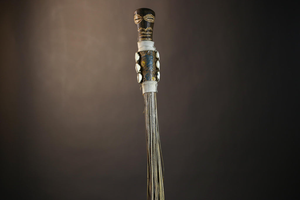 African Handmade Fly Whisk - Authentic Tribal Wall Art for Unique Home Decor and Cultural Display-G4902