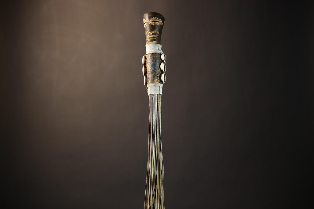 African Handmade Fly Whisk - Authentic Tribal Wall Art for Unique Home Decor and Cultural Display-G4902