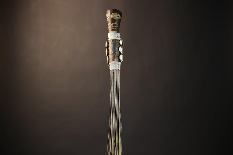 African Handmade Fly Whisk - Authentic Tribal Wall Art for Unique Home Decor and Cultural Display-G4902