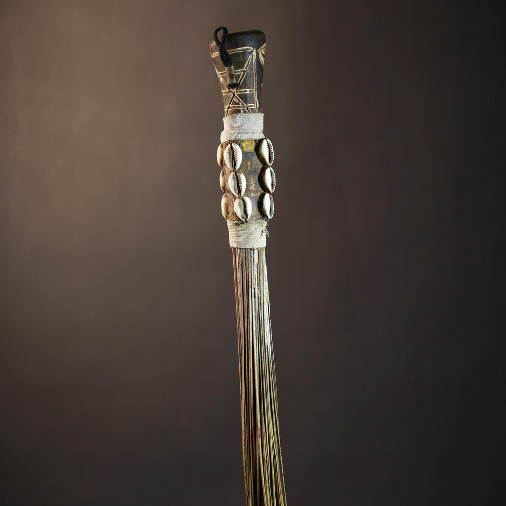 African Handmade Fly Whisk - Authentic Tribal Wall Art for Unique Home Decor and Cultural Display-G4902