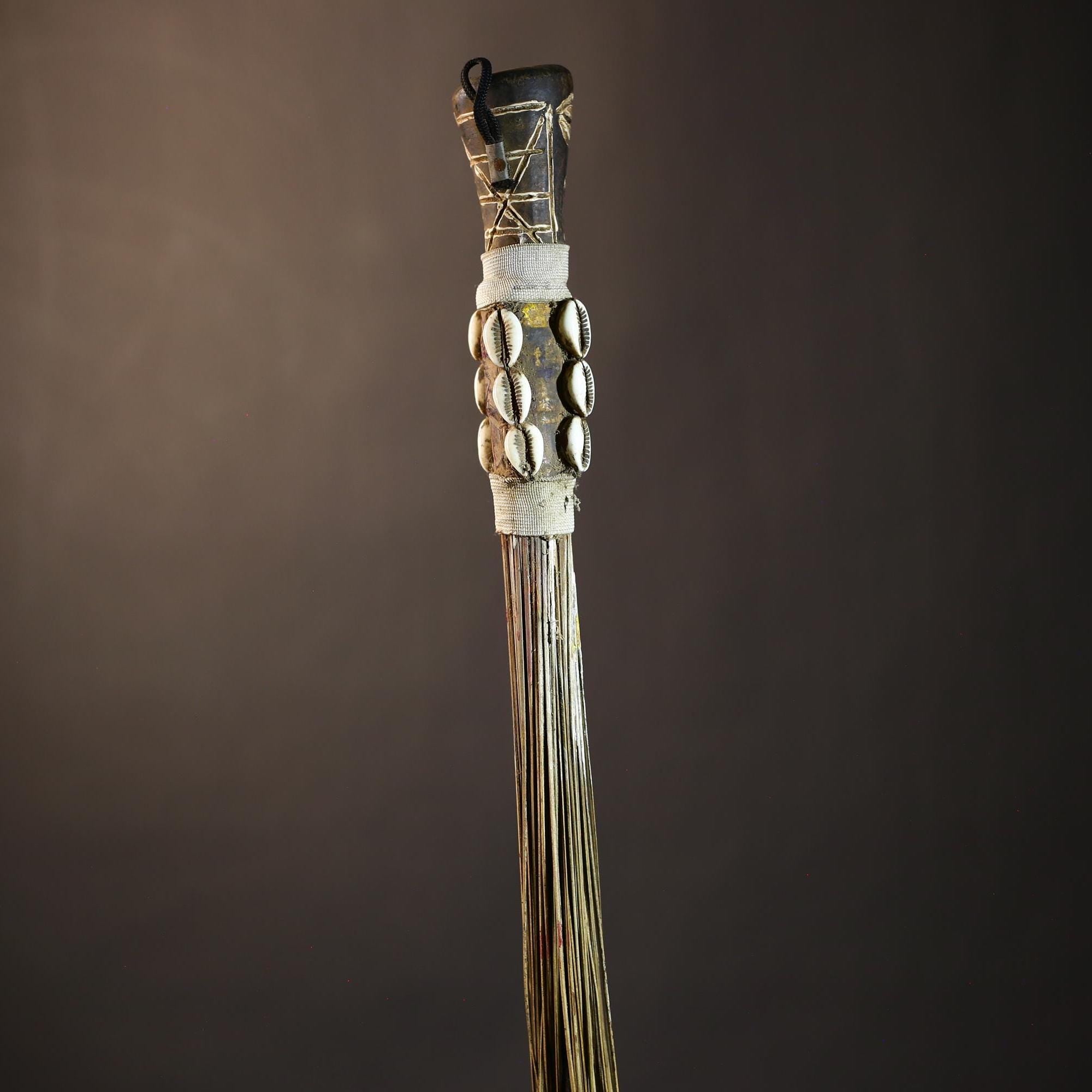 African Handmade Fly Whisk - Authentic Tribal Wall Art for Unique Home Decor and Cultural Display-G4902