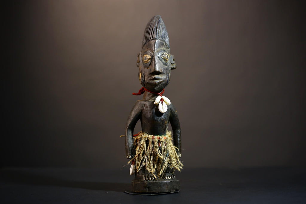 African Yoruba Tribal Figures - Unique Handcrafted Sculptures from Nigeria for Home Decor-G4898