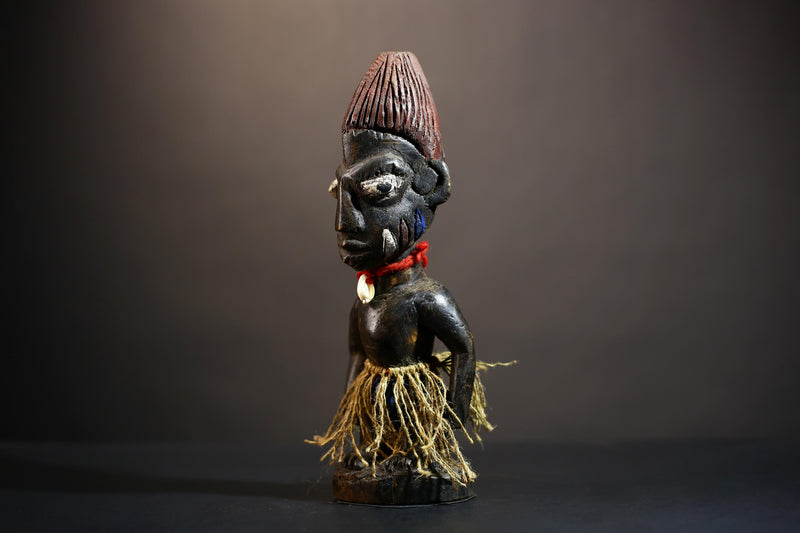 African Yoruba Tribal Figures - Unique Handcrafted Sculptures from Nigeria for Home Decor-G4897