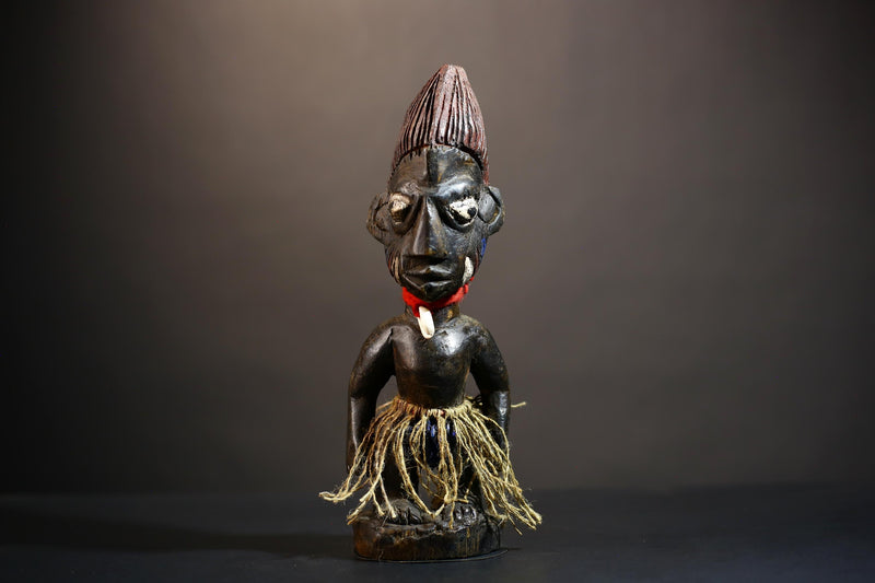 African Yoruba Tribal Figures - Unique Handcrafted Sculptures from Nigeria for Home Decor-G4897