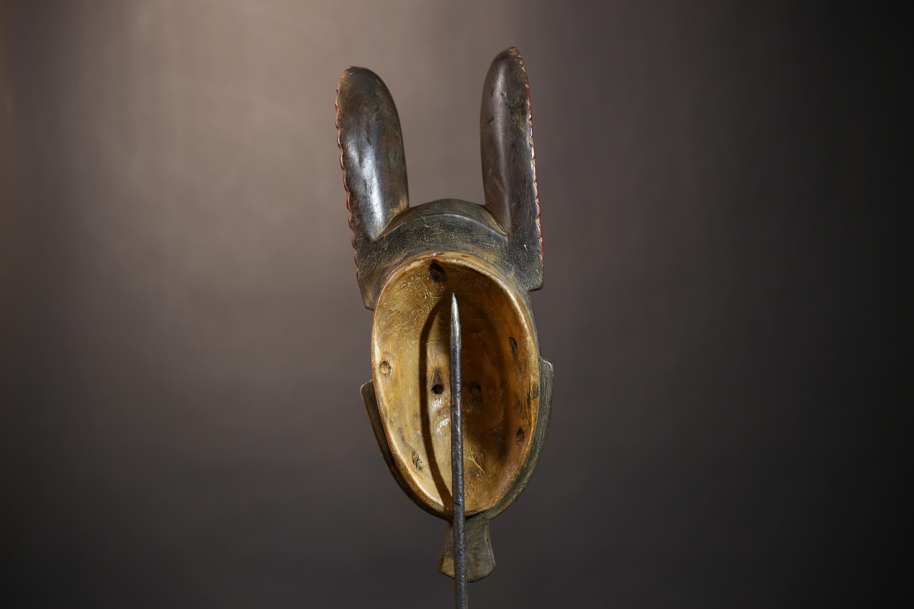 African Vintage Guro Mask Red with Rabbit Ears Unique Hand-Carved Wall Decor Art | Tribal Decor | Folk Art | Home Decor-G5045