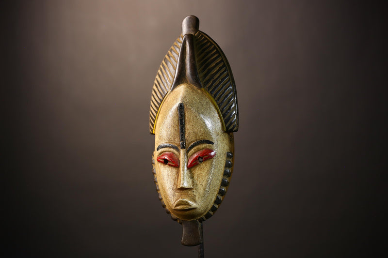 African Vintage Guro Mask White Hand-Carved Wooden Tribal Wall Decor | Unique Art Piece | Cultural Home Decor | Artisan Craft-G5040