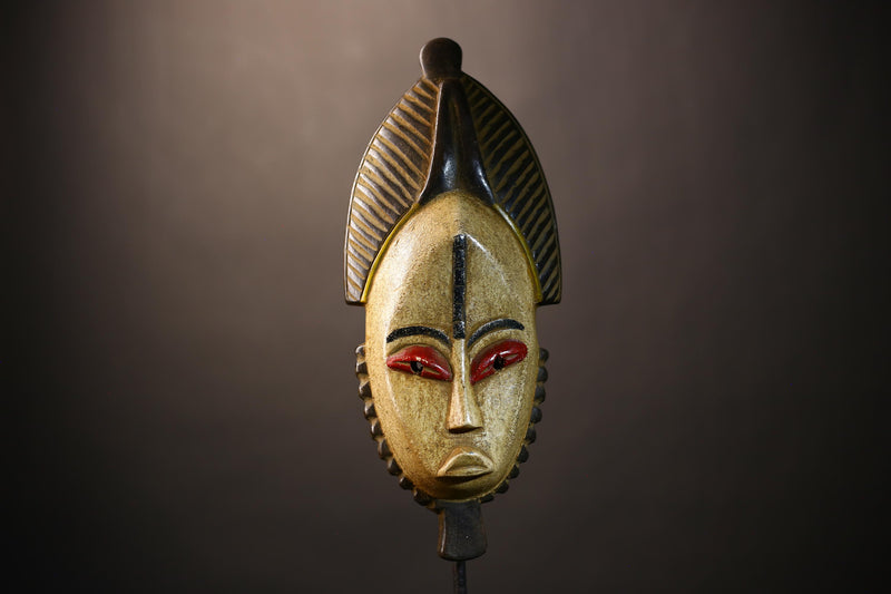 African Vintage Guro Mask White Hand-Carved Wooden Tribal Wall Decor | Unique Art Piece | Cultural Home Decor | Artisan Craft-G5040