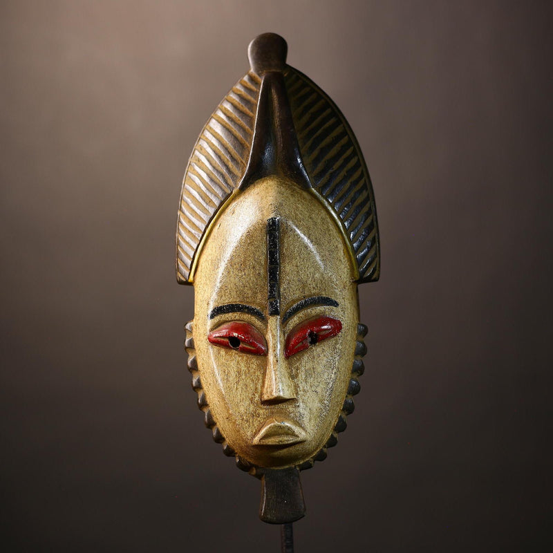 African Vintage Guro Mask White Hand-Carved Wooden Tribal Wall Decor | Unique Art Piece | Cultural Home Decor | Artisan Craft-G5040