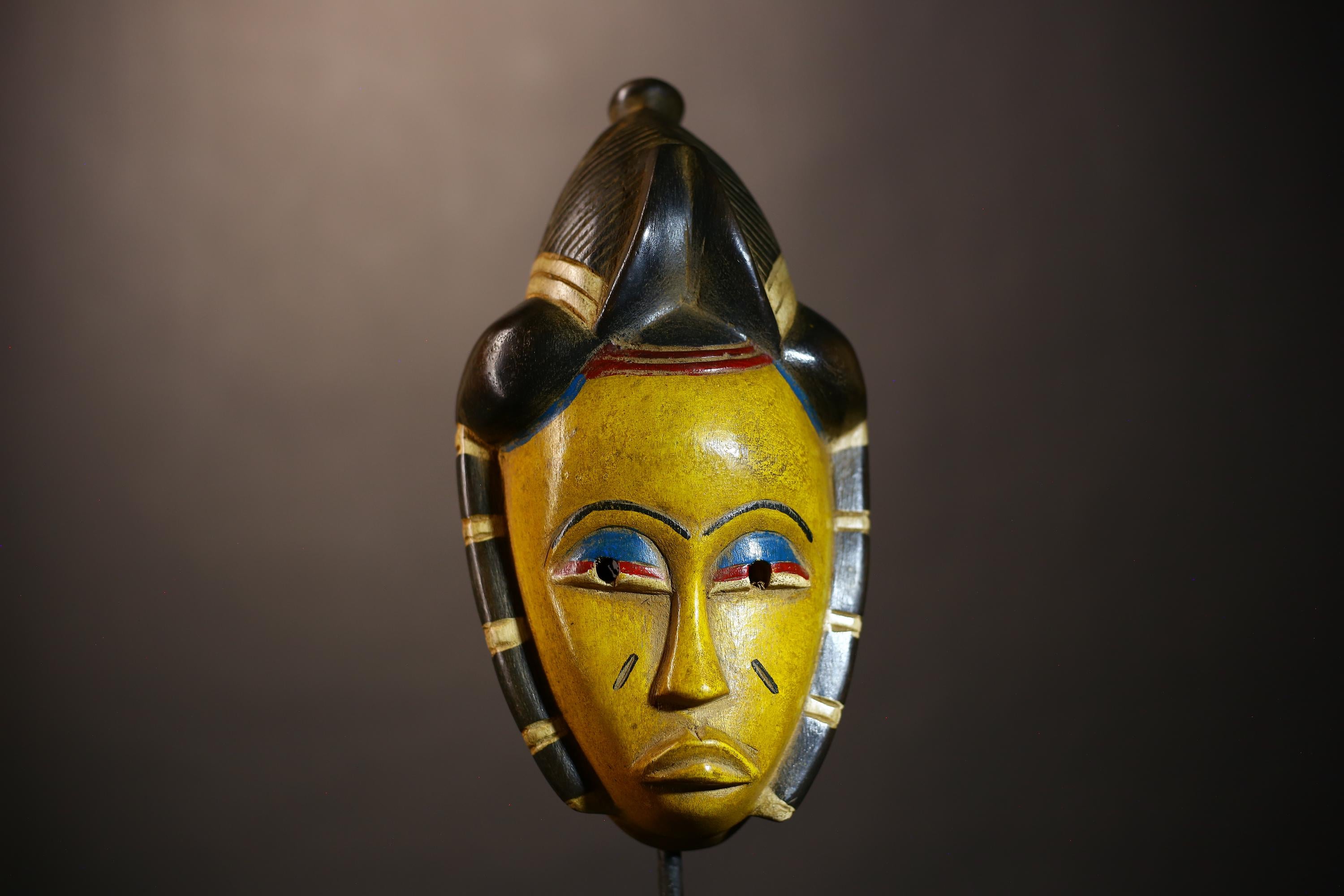 Africa Vintage Mask | Guro Yellow | Hand Carved Wooden | Unique Tribal Wall Art | Home Decor | Ethnic Art | Wall Hanging | Craft-G5038