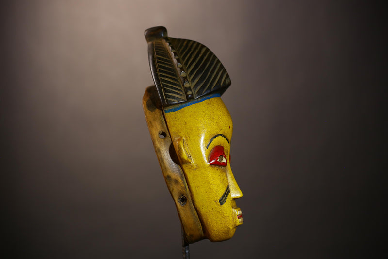 African Vintage Mask | Guro Yellow | Hand Carved Wooden | Unique Tribal Art | Wall Decor | Ethnic Home | Artisan Crafted | Decorative -G5035