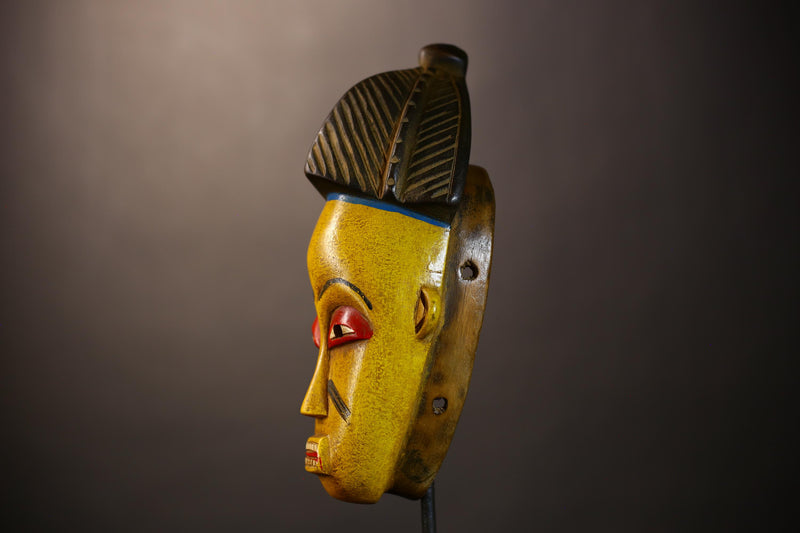 African Vintage Mask | Guro Yellow | Hand Carved Wooden | Unique Tribal Art | Wall Decor | Ethnic Home | Artisan Crafted | Decorative -G5035